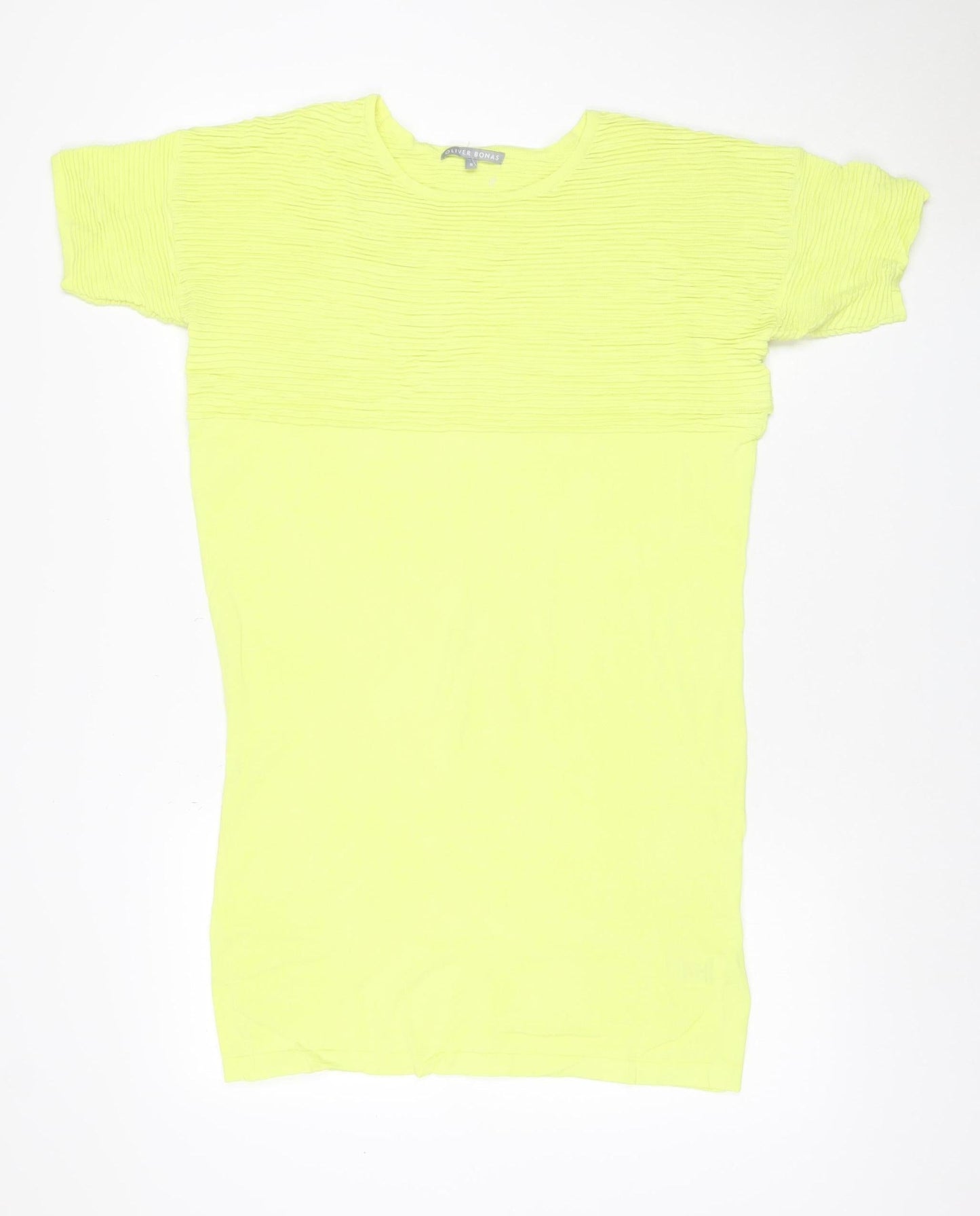 Oliver Bonas Women Yellow Size 8 Rib Knit Jumper Dress