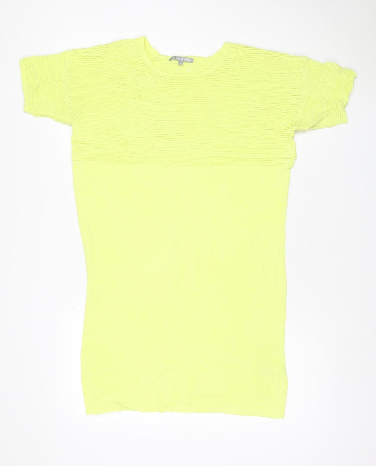 Oliver Bonas Women Yellow Size 8 Rib Knit Jumper Dress