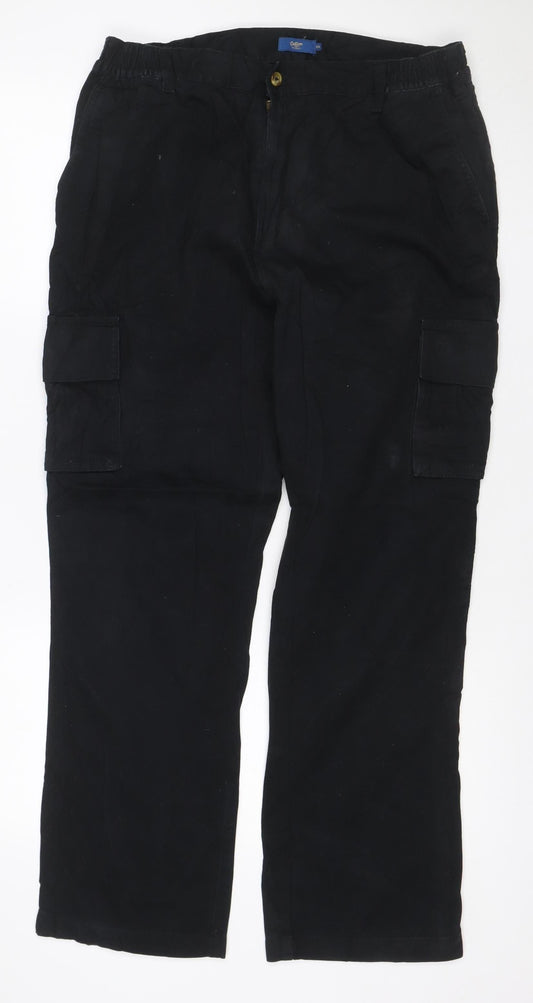 Cotton Traders Men's Black 36 Cargo Trousers Adjustable Waist