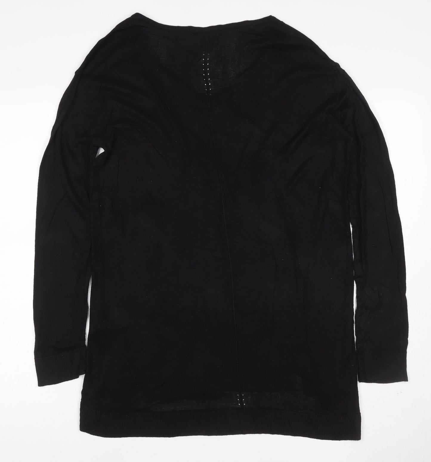 H&M Women Black M V-Neck Long Sleeve Rhinestone Knit Tunic Jumper