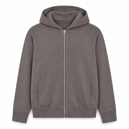 Marks & Spencer Men's Grey M Full Zip Hooded Knit Cotton Blend Hoodie