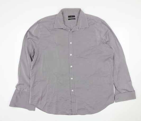 Jasper Conran Men Purple Striped 18.5 Slim Fit Cotton Shirt