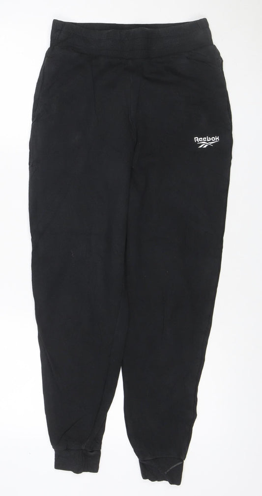 Reebok Men’s Black S Cotton Fleece Jogger Sweatpants Logo