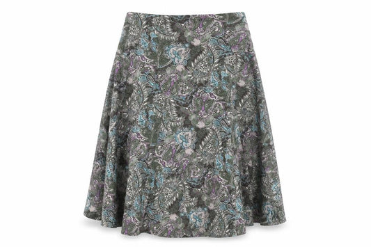 Marks & Spencer Women Green Paisley Midi Flare Skirt UK 14 Stretch