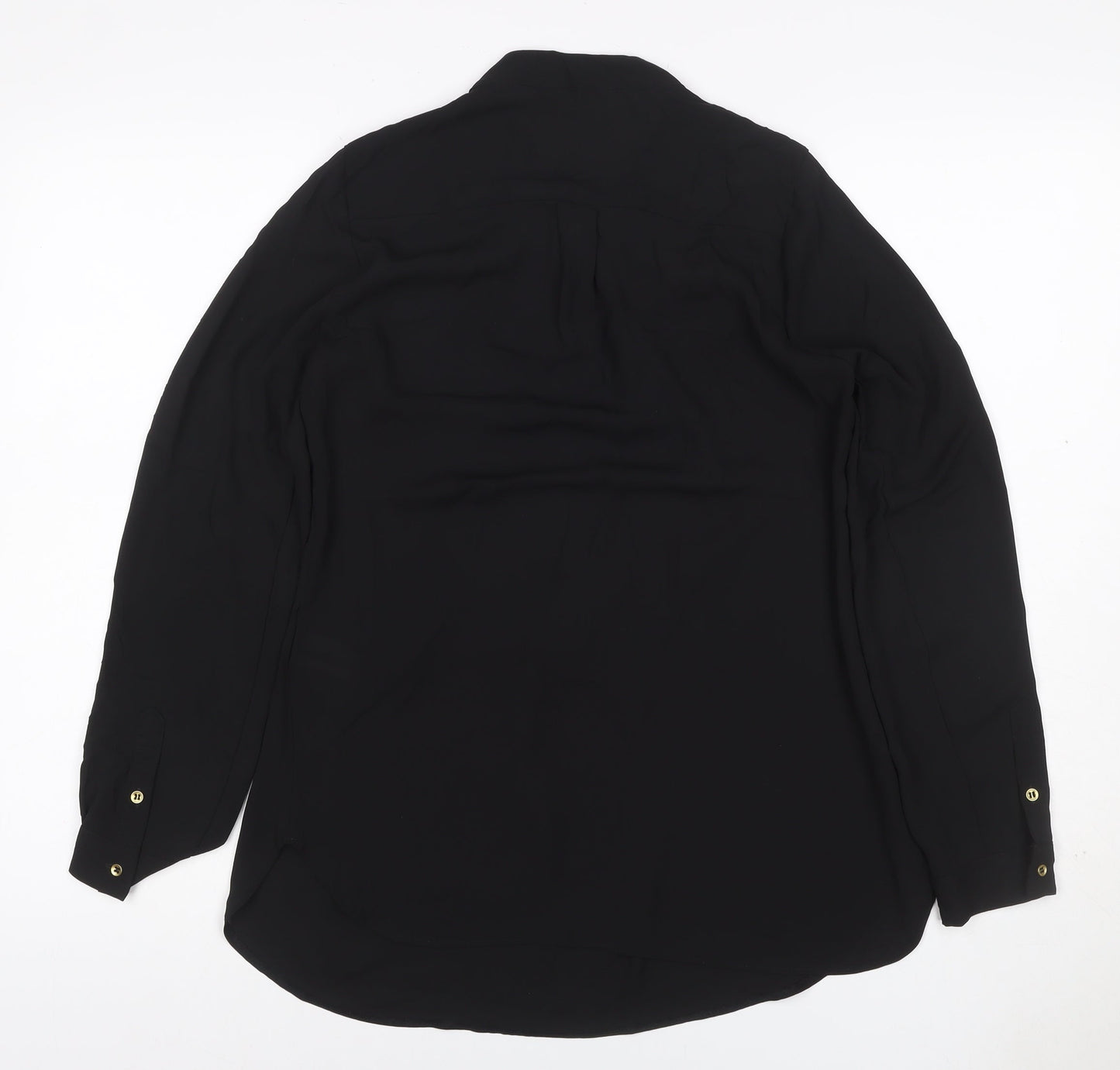 Marks and Spencer Women Black UK 8 High Neck Zip Long Sleeve Blouse