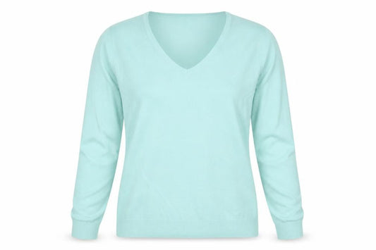 Marks & Spencer Women Green UK 12 V-Neck Acrylic Knit Jumper