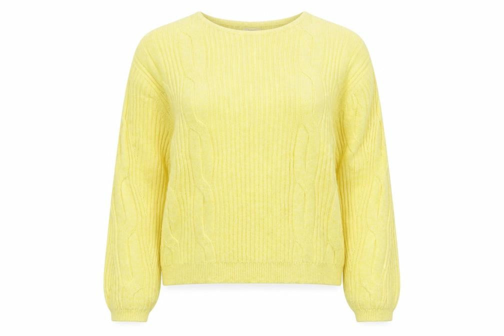 Marks & Spencer Women Yellow S Cable Knit Cashmere Blend Jumper