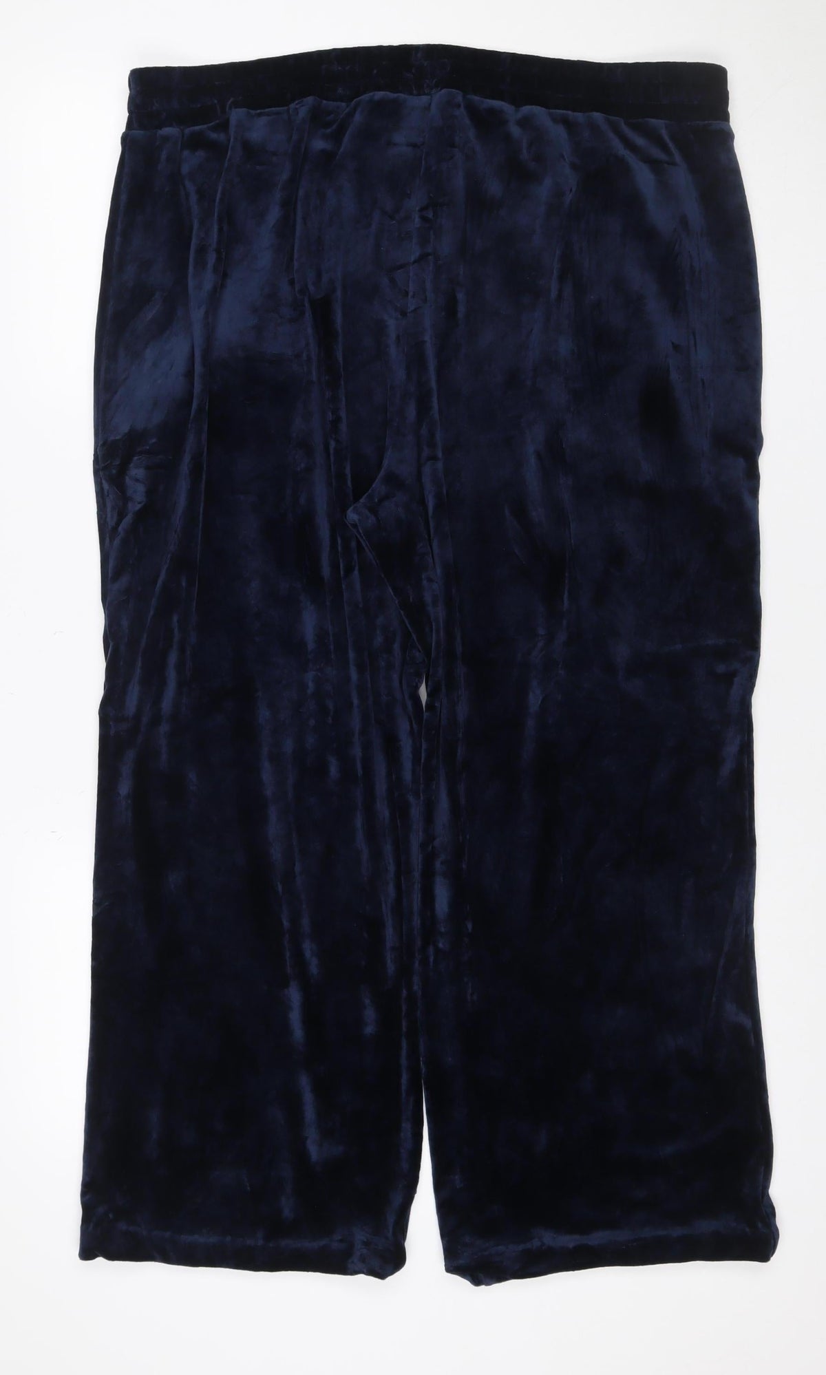 Marks & Spencer Women Blue UK 18 Short Velour Track Pants Drawstring