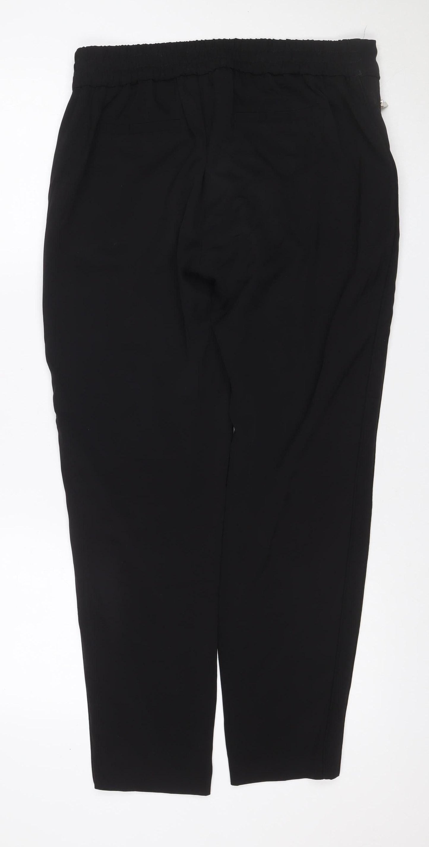 Wallis Women’s Black UK 10 Tapered Jogger Trousers Drawstring Zip Detail