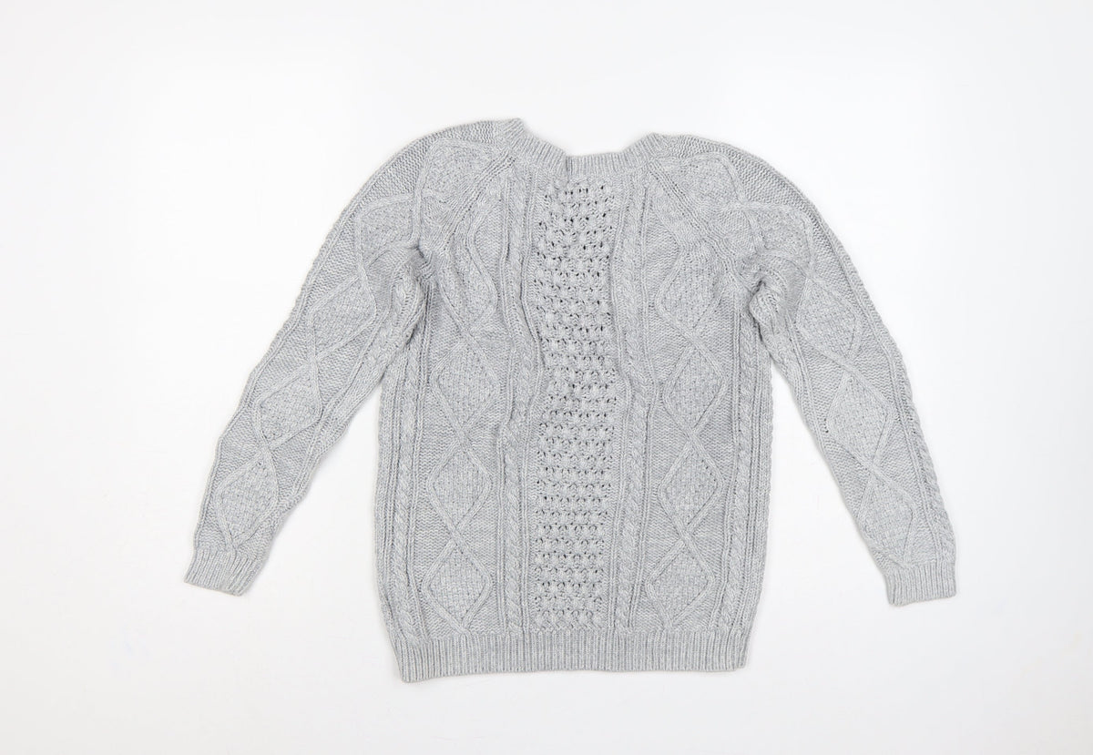 Gap Women’s Grey XS Cable-Knit Cotton Crew Neck Jumper