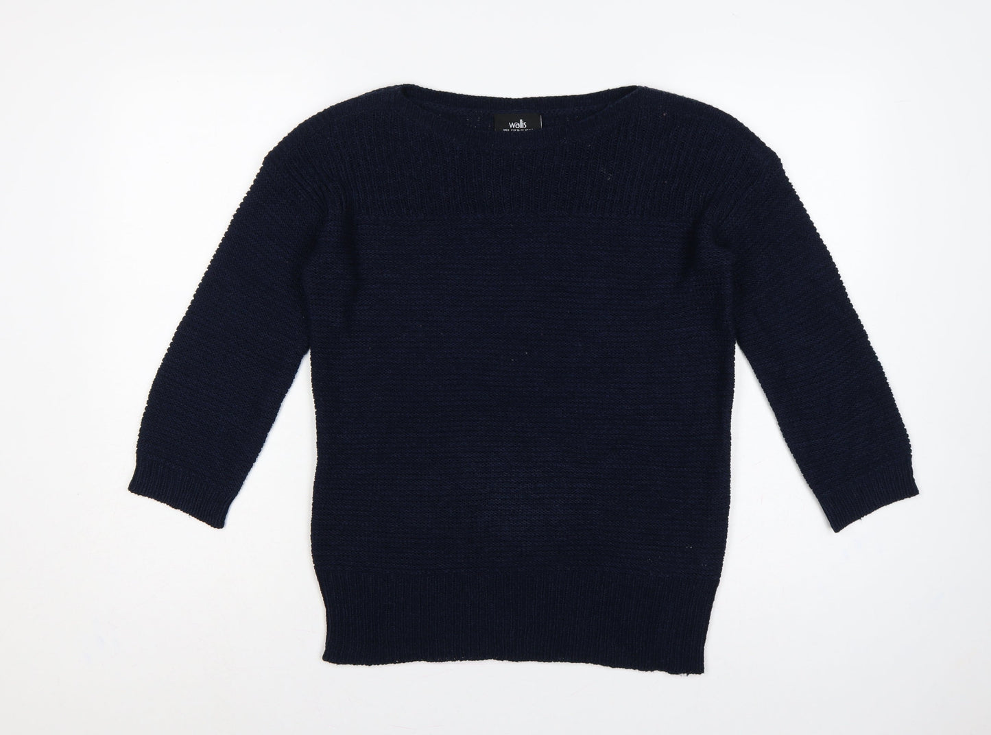 Wallis Women’s Navy Blue S Boat Neck Raglan Knit Pullover Jumper