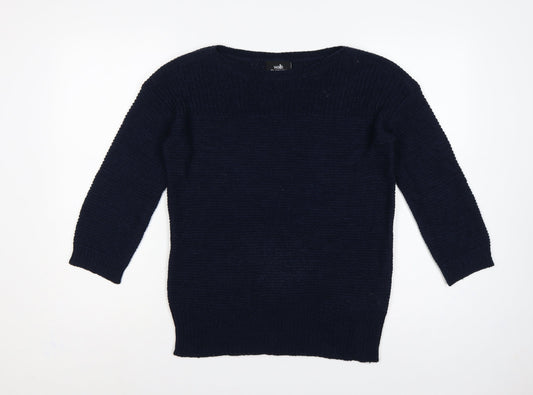 Wallis Women’s Navy Blue S Boat Neck Raglan Knit Pullover Jumper