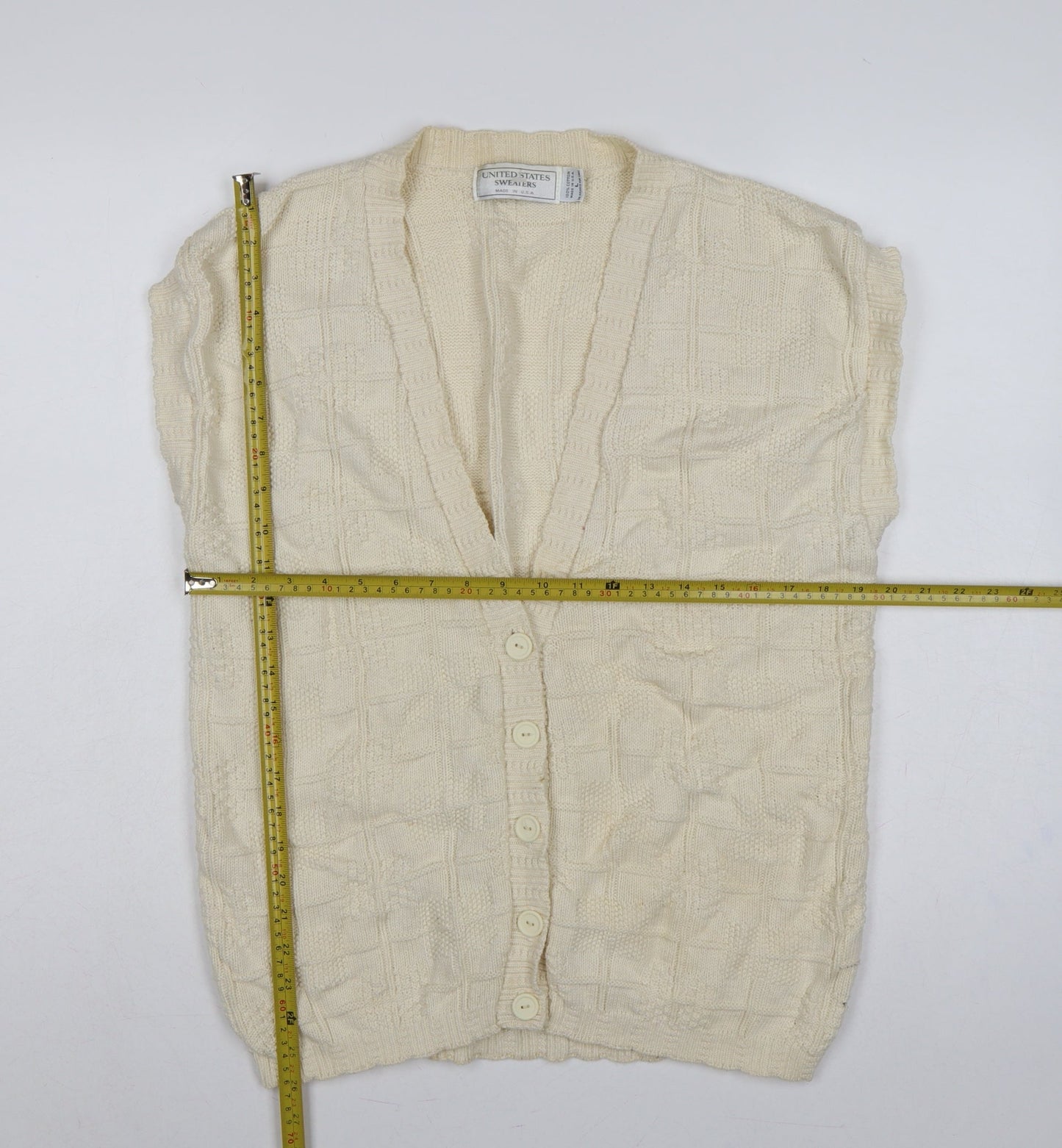 United States Sweaters Women’s Ivory L Cotton Knit Button Cardigan Vest