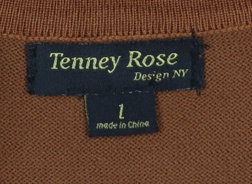 Tenney Rose Women’s Brown L Button Geometric Knit Cardigan