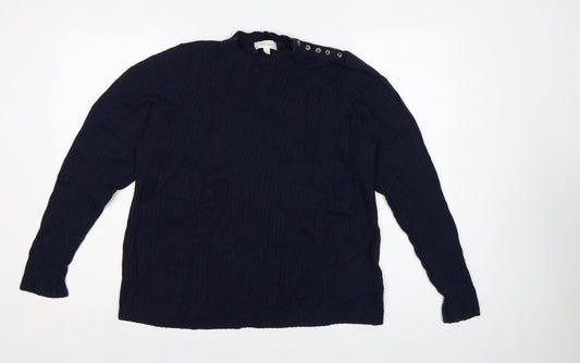 Per Una Women’s Blue UK 18 Rib Knit Button Shoulder Jumper