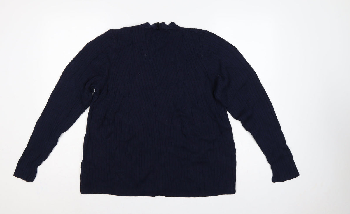 Per Una Women’s Blue UK 18 Rib Knit Button Shoulder Jumper