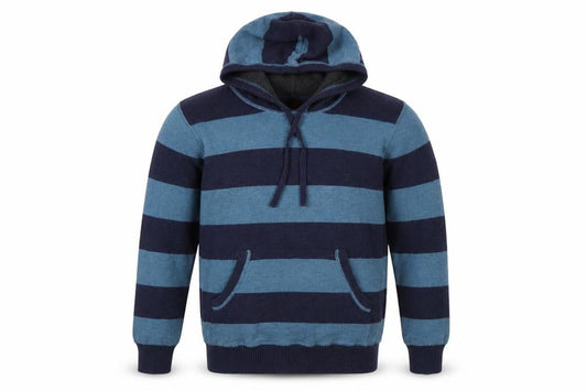 Next Men’s Blue Striped Hooded Pullover Jumper S Cotton Knit