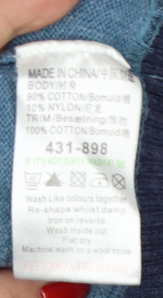 Next Men’s Blue Striped Hooded Pullover Jumper S Cotton Knit