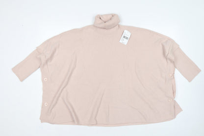 Additional front view of Gerard Women's Pink L Roll Neck Button Side jumper