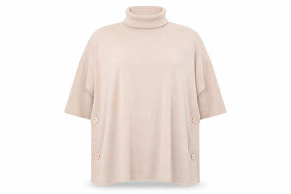 Front view of Gerard Women's Pink L Roll Neck Button Side jumper