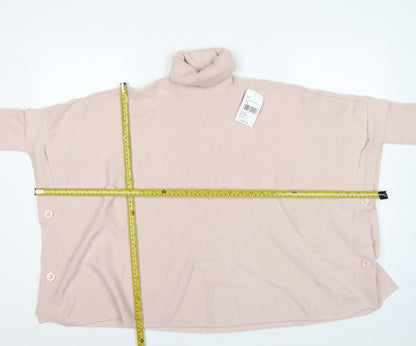 Back view of Gerard Women's Pink L Roll Neck Button Side jumper