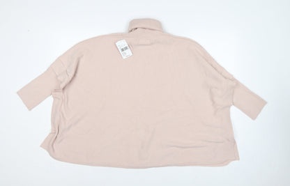 Close-up detail of Gerard Women's Pink L Roll Neck Button Side jumper