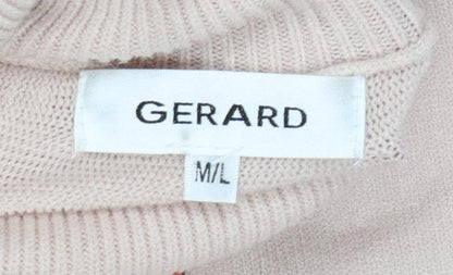 Brand and care label for Gerard Women's Pink L Roll Neck Button Side jumper