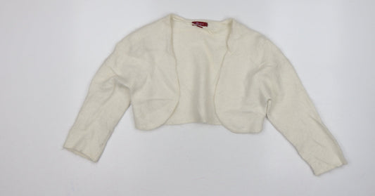 Monsoon Women’s Ivory Angora Blend Open Cardigan UK 14 Long Sleeve