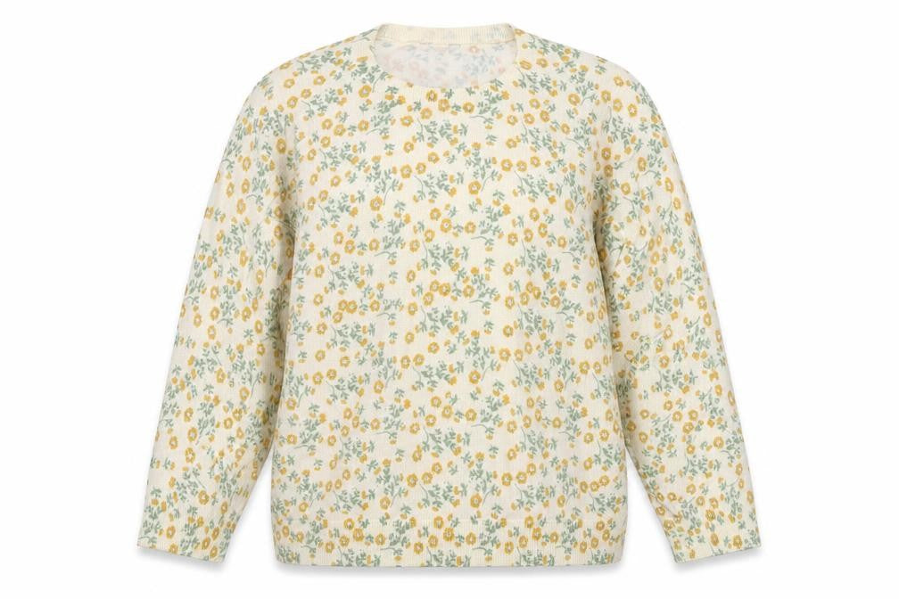 M&Co Women’s Ivory Floral Knit Pullover Jumper UK 20 Cotton