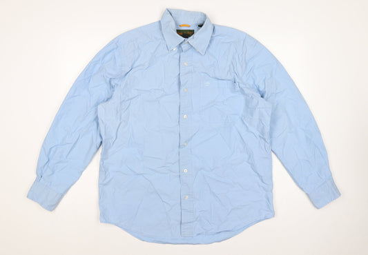 Timberland Men Blue M Cotton Button-Down Long Sleeve Casual Shirt