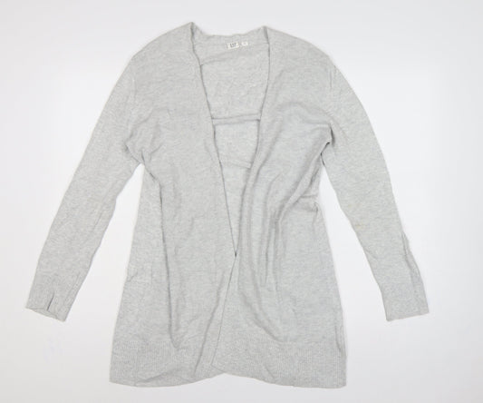 GAP Men Grey Cotton Open Knit Longline Cardigan Size M