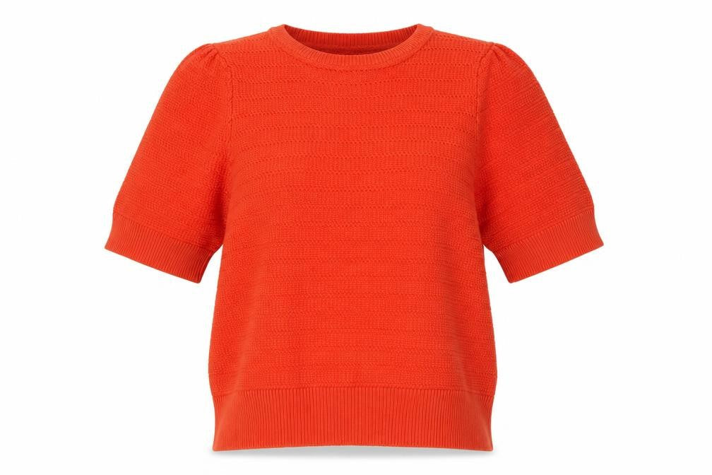 Marks & Spencer Women Orange Size 18 Cotton Knit Puff Sleeve Jumper