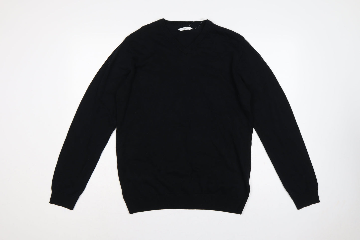 Marks and Spencer Teens Black XS V-Neck Cotton Pullover Jumper