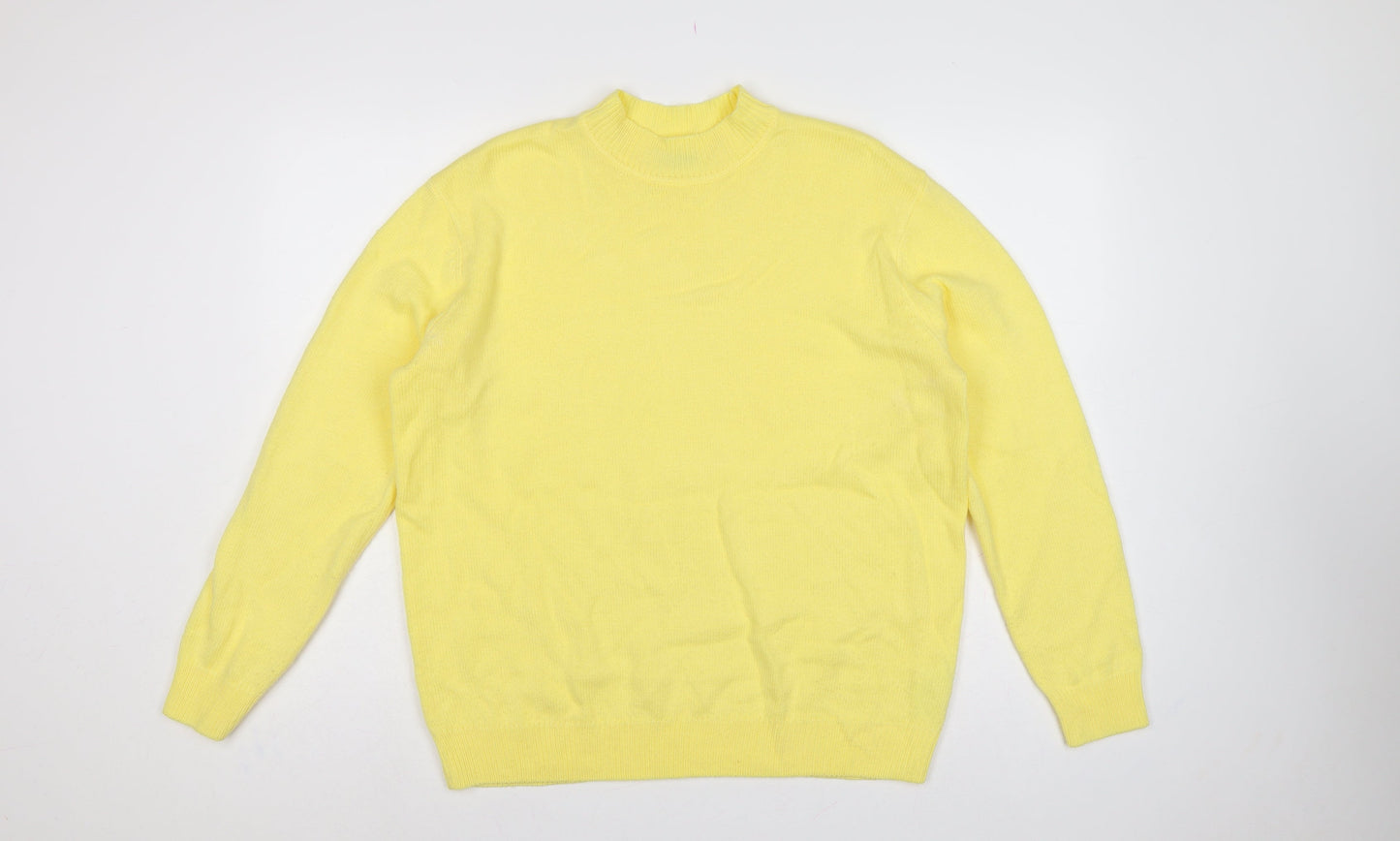 Damart Women Yellow Acrylic Mock Neck Knit Pullover Jumper UK 18