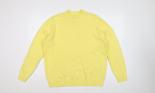 Damart Women Yellow Acrylic Mock Neck Knit Pullover Jumper UK 18