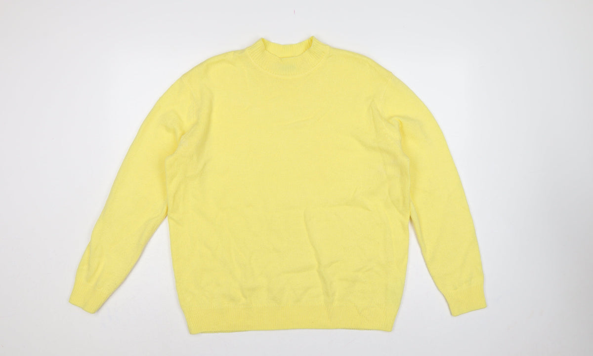 Damart Women Yellow Acrylic Mock Neck Knit Pullover Jumper UK 18