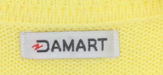 Damart Women Yellow Acrylic Mock Neck Knit Pullover Jumper UK 18