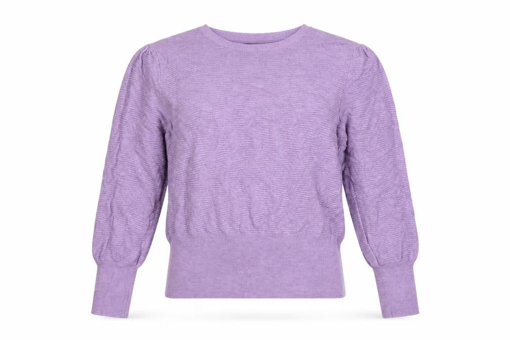 Marks & Spencer Women Purple L Puff Sleeve Crew Neck Jumper