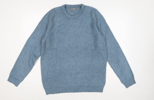 Marks and Spencer Men Blue M Crew Neck Rib Knit Pullover Jumper