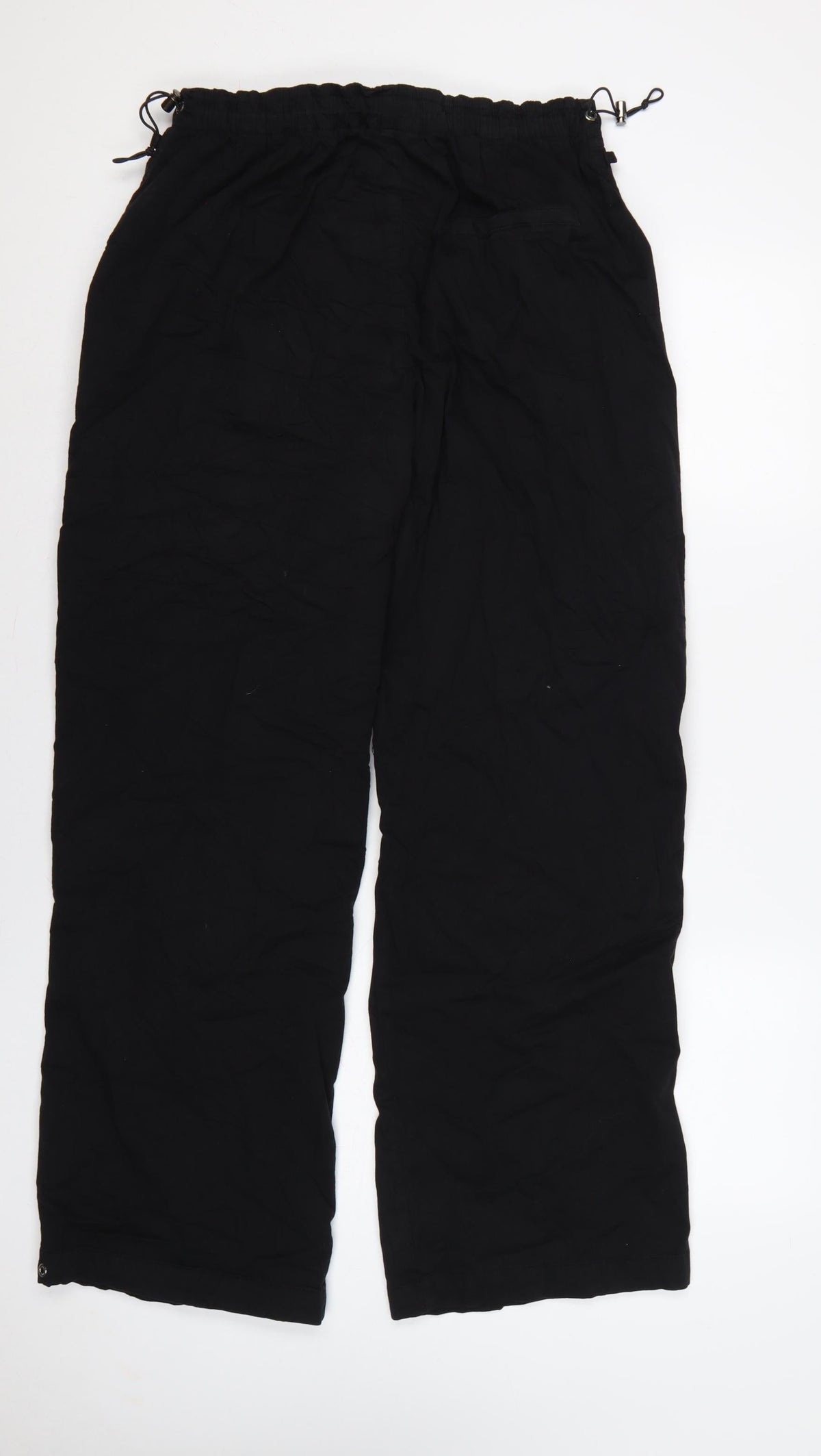 Bershka Women’s Black L Wide-Leg Drawstring Trousers UK 12
