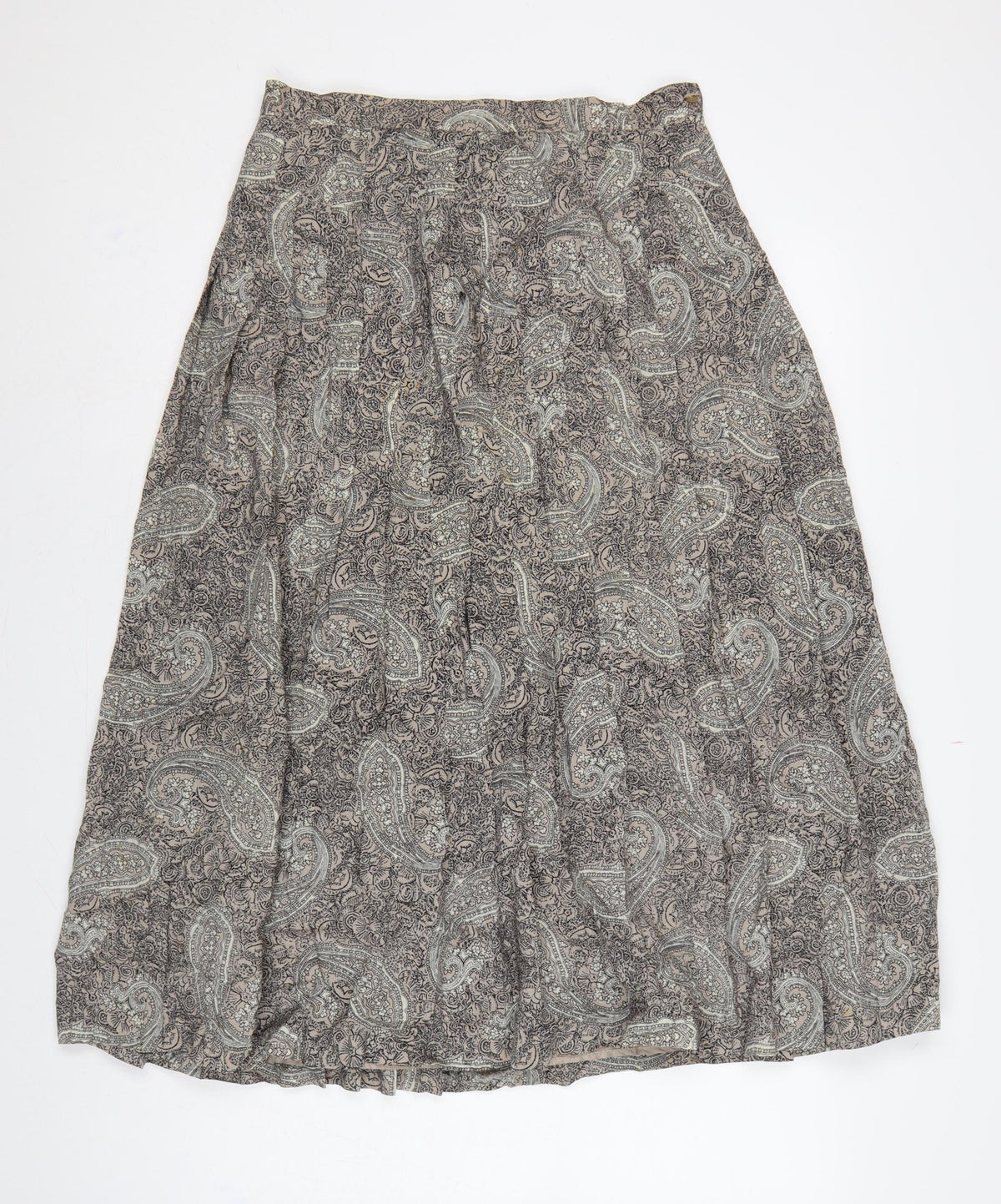 Country Casuals Women Beige Paisley Wool A-Line Long Skirt Size 14