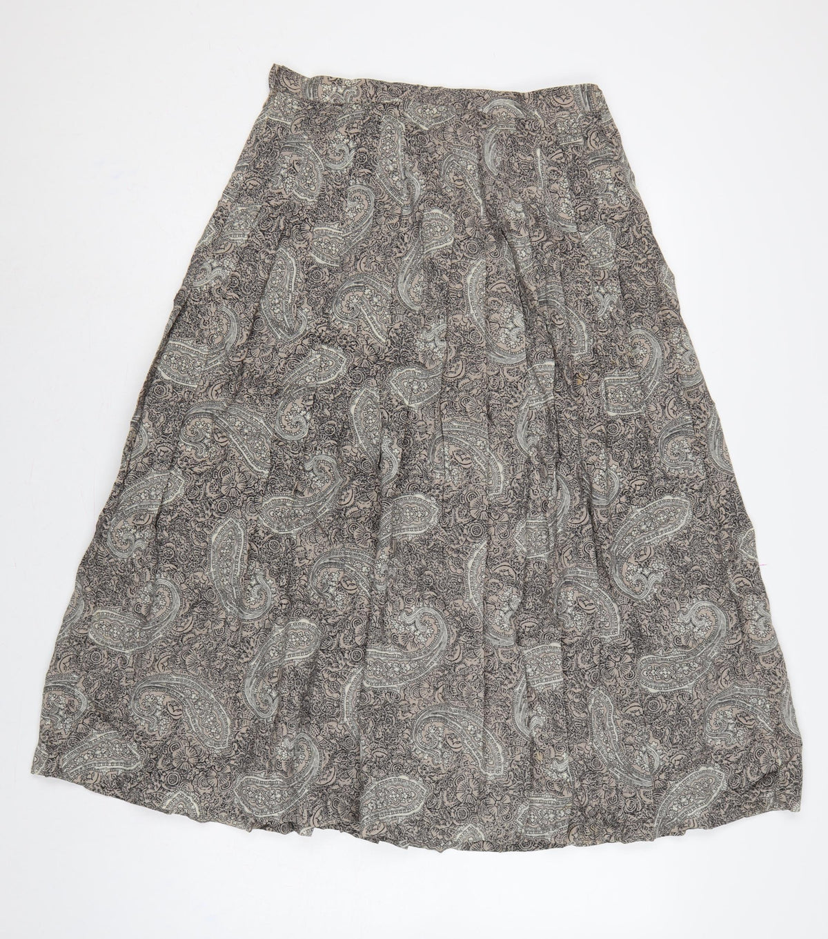 Country Casuals Women Beige Paisley Wool A-Line Long Skirt Size 14