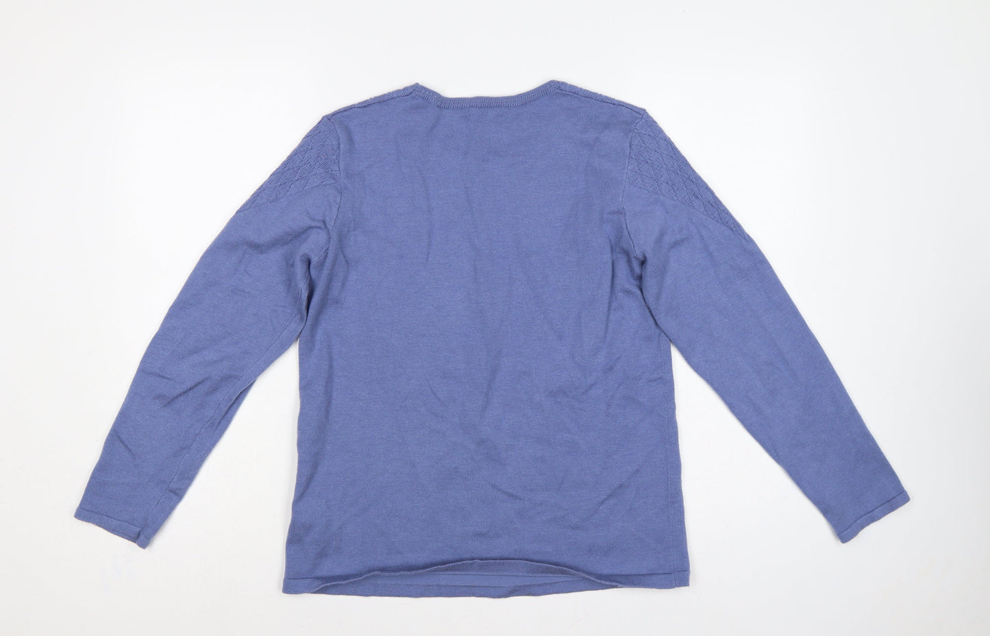 Damart Women Blue S Thermal Cable-Knit Round Neck Jumper