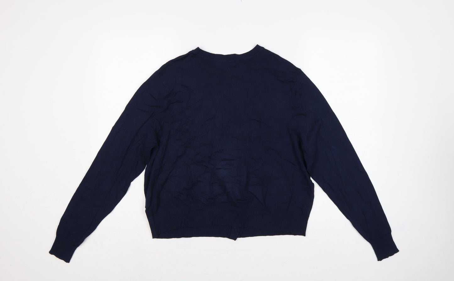 Marks & Spencer Women Blue Size 16 Crew Neck Button Knit Cardigan