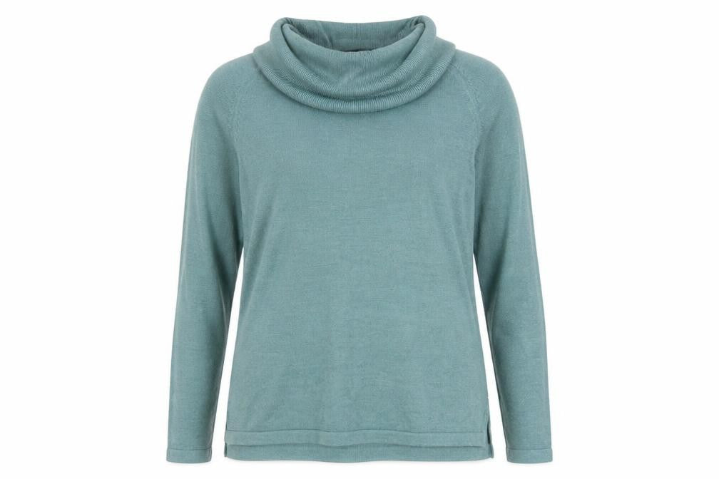 Marks & Spencer Women Green UK 14 Cowl Neck Raglan Knit Jumper
