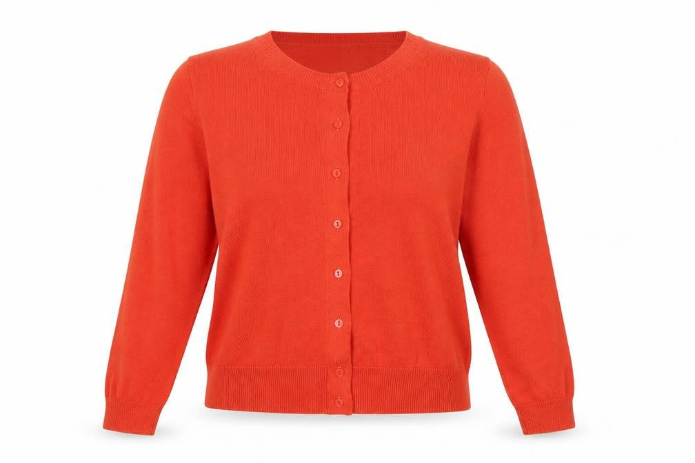 Marks & Spencer Women Orange Size 12 Cotton Button Cardigan