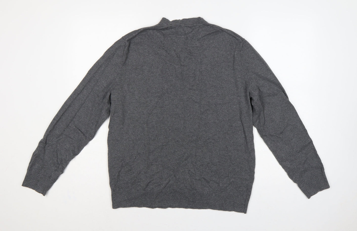 Banana Republic Men’s Grey L V-Neck Cotton Cashmere Pullover Jumper