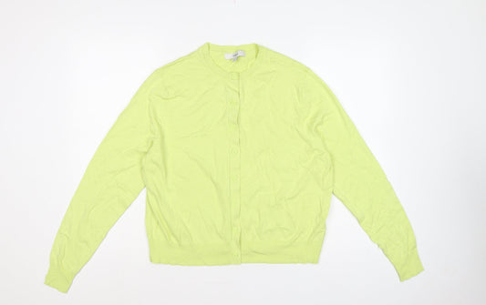 M&S Women Yellow Size 16 Lightweight Button Front Knit Cardigan