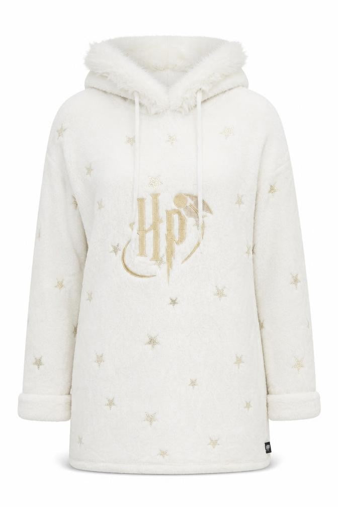 Tu Womens White S Harry Potter Hooded Star Fleece Pyjama Top