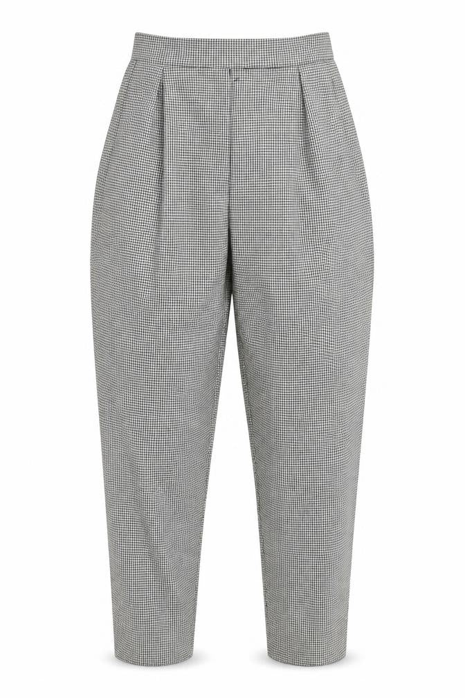 St Michael Women Black Check High Waist Tapered Dress Trousers UK 16